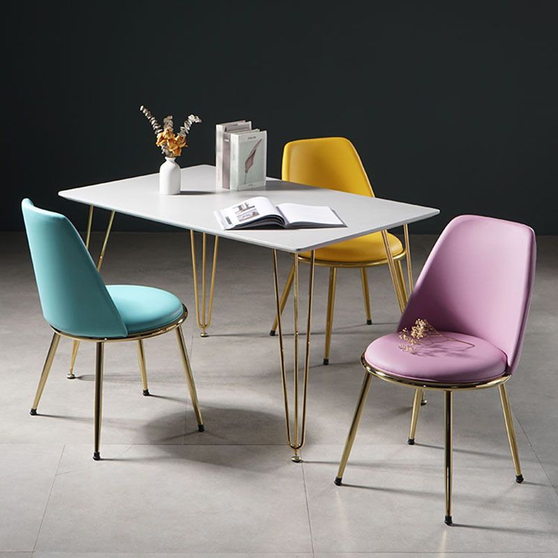 Sillas de comedor de estilo nórdico, silla sin brazos de cocina con patas de metal
