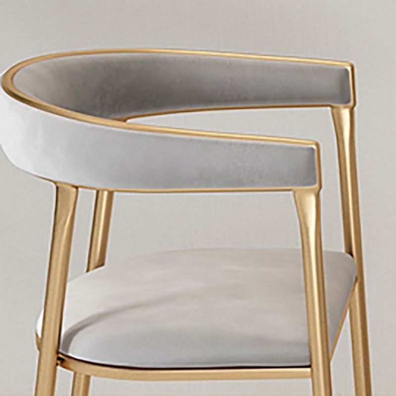 Silla de comedor con brazo de metal Glam, respaldo abierto, silla lateral para uso doméstico