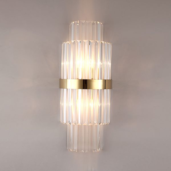 Lámpara de luz de apliques de cristal posmodernos de 2 cabezas de pared para sala de estar de dormitorio