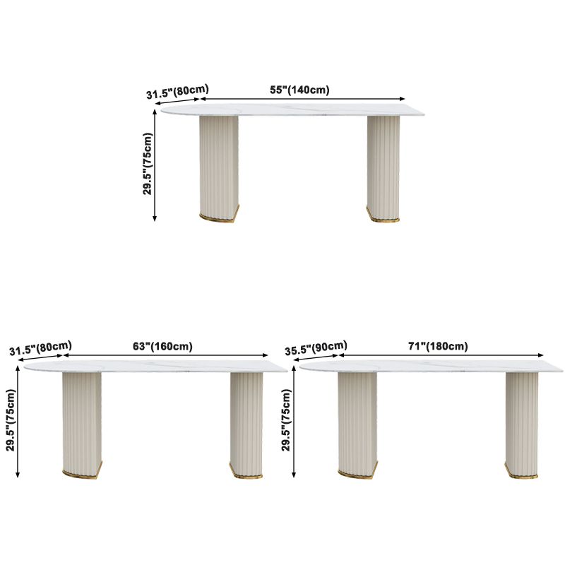 Metal Contemporary Free Form Dining Table Marble Table for Dining Room and Kitchen