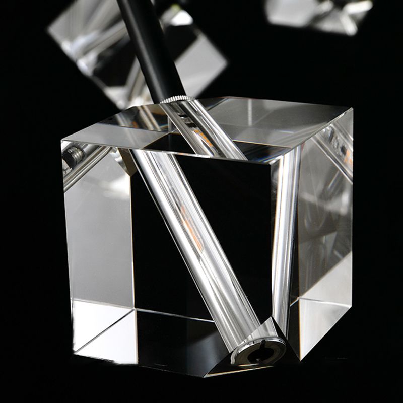 Contemporary Sputnik Chandelier Lighting Beveled Crystal Ceiling Chandelier in Black