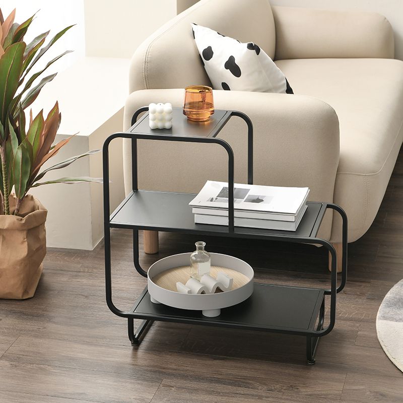 24.4" Tall Rectangle Top Side Table Iron Sled End Table with Shelves