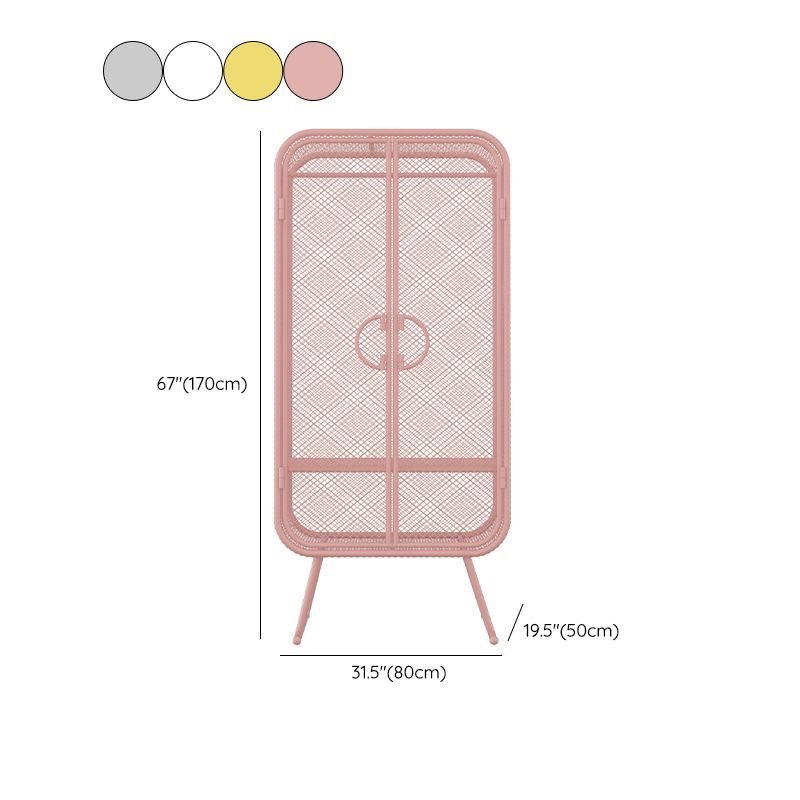 Nordic Iron Grid Wardrobe Long Hanging Storage Metal Storage Cabinet