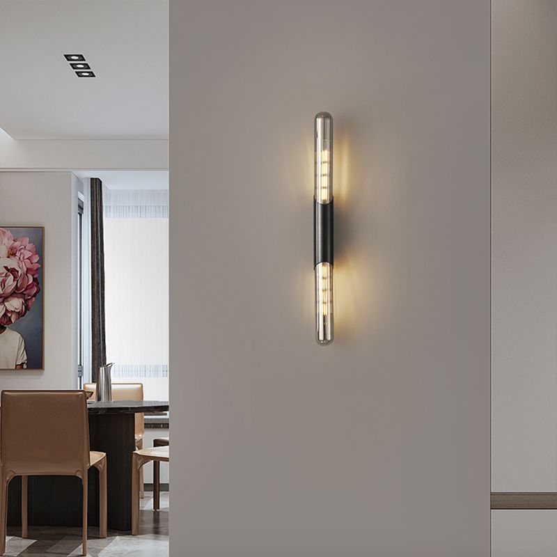 Glass Cylinder Shape Wall Lighting Modern Style Wall Light Sconce