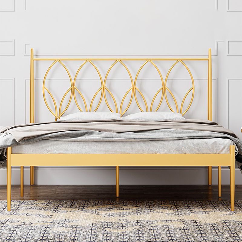 Glam 47" Tall Metal Open-Frame Bed with Rectangular Headboard