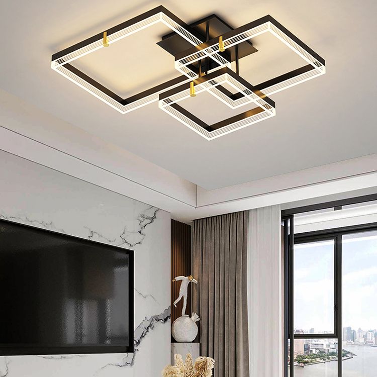 Luz de lámpara geométrica contemporánea de metal 3 iluminación de flushmount en negro