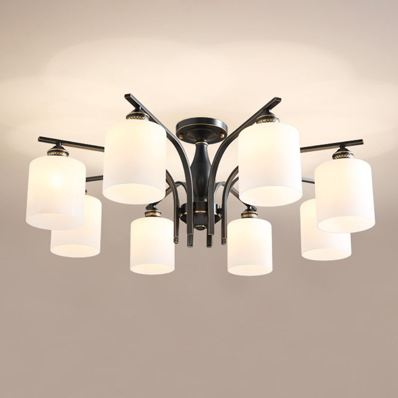 Semi Mount Lighting Minimalist Glass Cylindrical Semi Flush Mount Ceiling Fixture