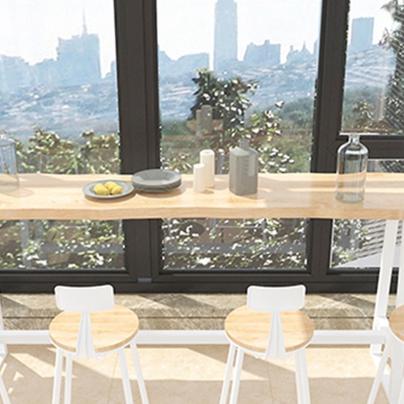 Solid Wood Bar Dining Table Traditional Luxury Rectangle Bar Table with Trestle Base