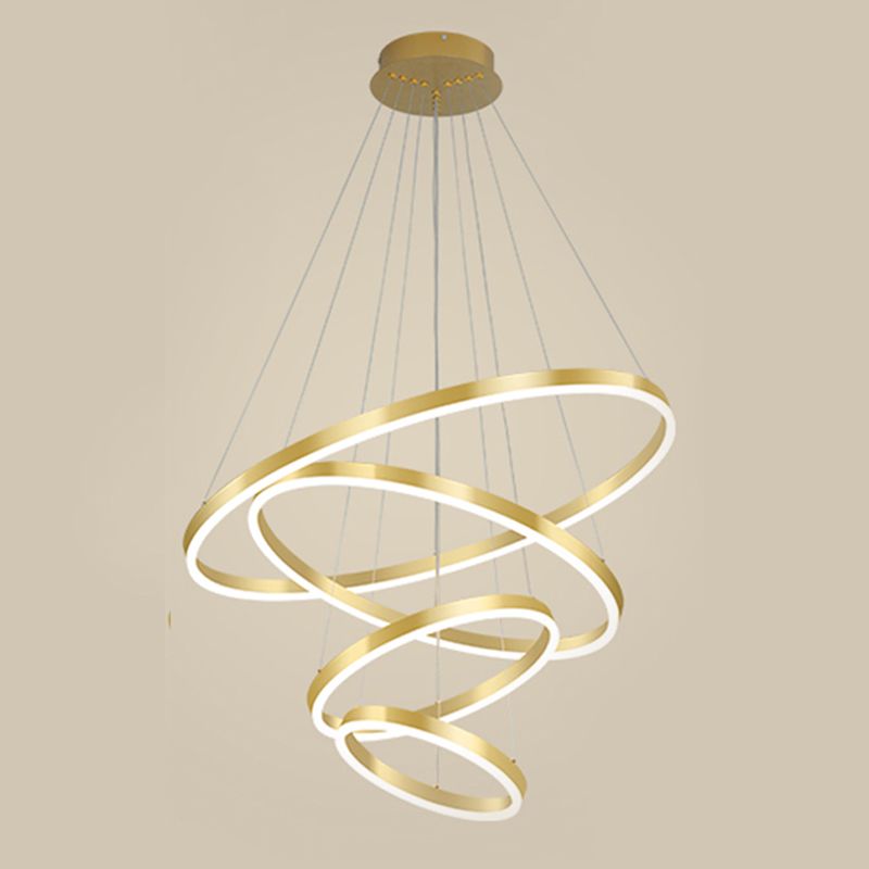 Multi-tier kroonluchter verlichtingsarmaturen Moderne ring kroonluchter lamp met witte acrylschaduw