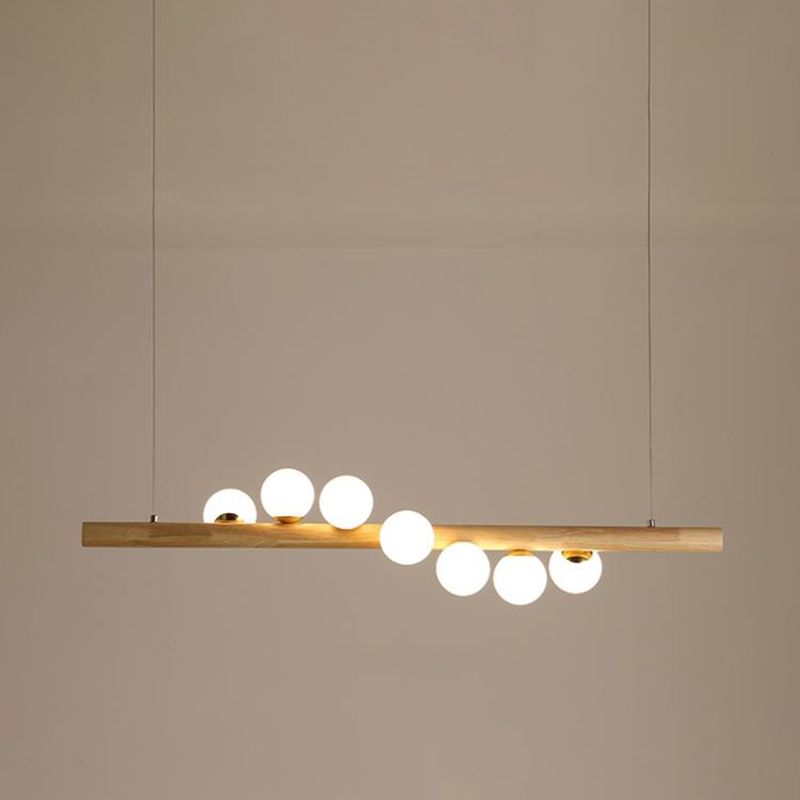 Modern Style Linear Hanging Island Lights White Glass Pendant Light Fixtures