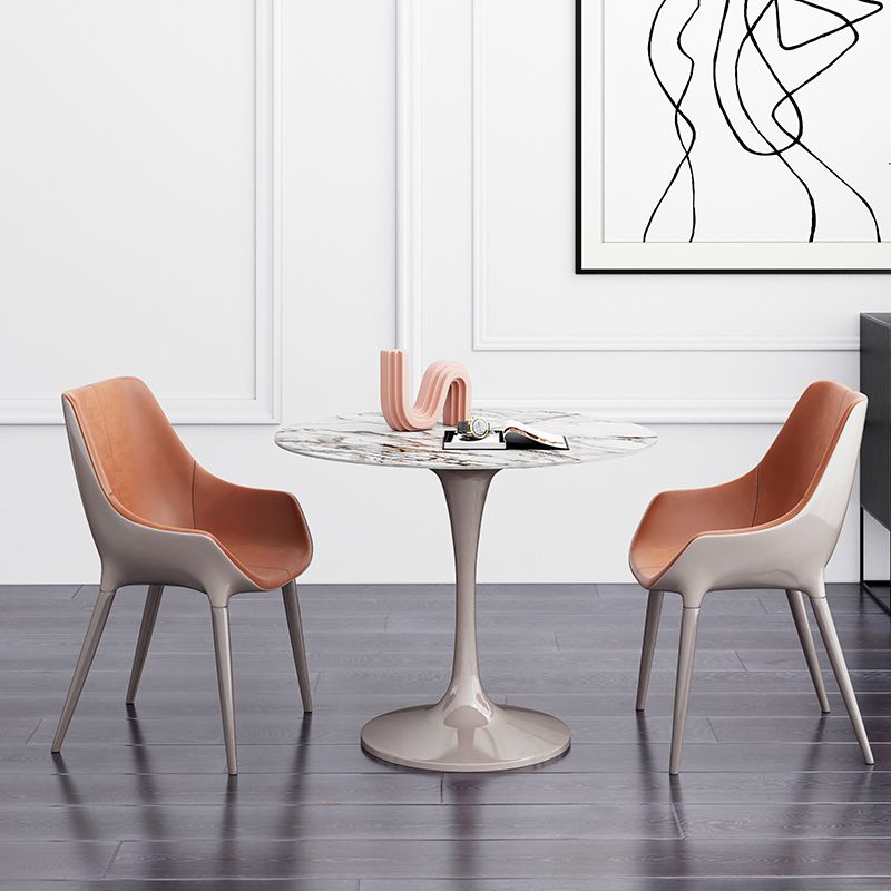 Round Dining Set with Solid Back Chairs 1/2/3 Pcs Stone Top Dinette Set for Kitchen