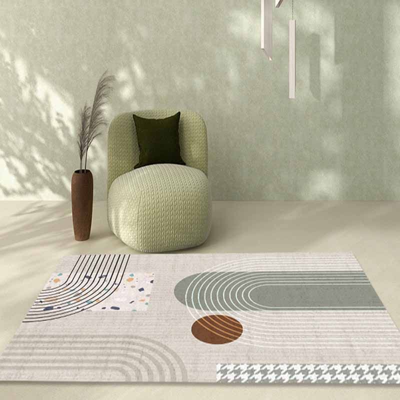 Bold Washable Indoor Rug Contrast Panel Area Rug Stain Resistant Polyster Rug for Living Room