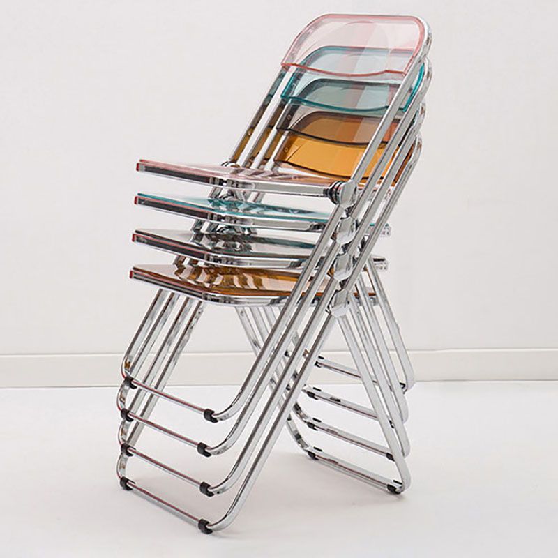 Silla lateral plegable de plástico de diseño industrial para uso doméstico Silla lateral de comedor con respaldo abierto