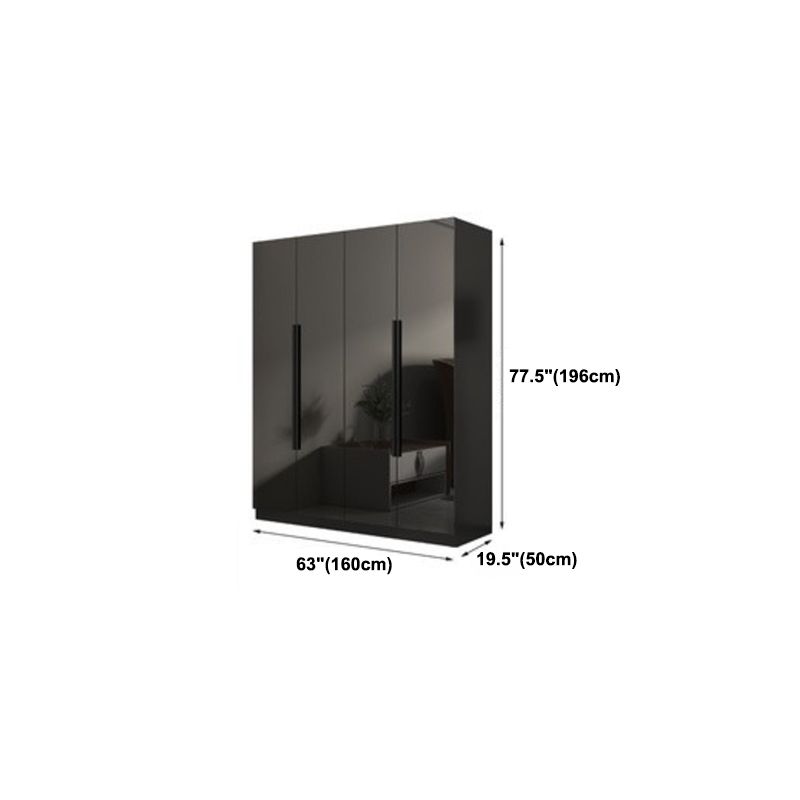 Black Glass Door Cabinet for Bedroom Contemporary Interior Storage Cabinet