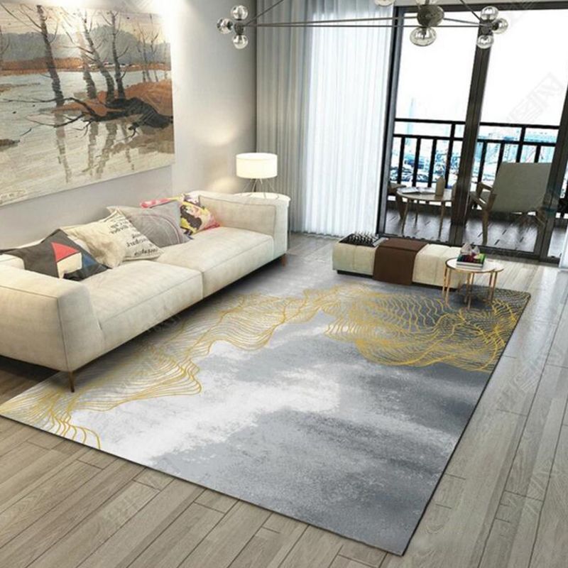 Multi Color Nordic Rug Polyster Geo Printed Area Rug Non-Slip Backing Pet Friendly Easy Care Rug for Parlor
