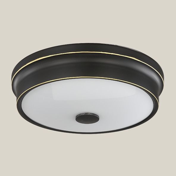 Round Glass Shade Ceiling Lamp Vintage LED Flush Mount Lighting for Bedroom