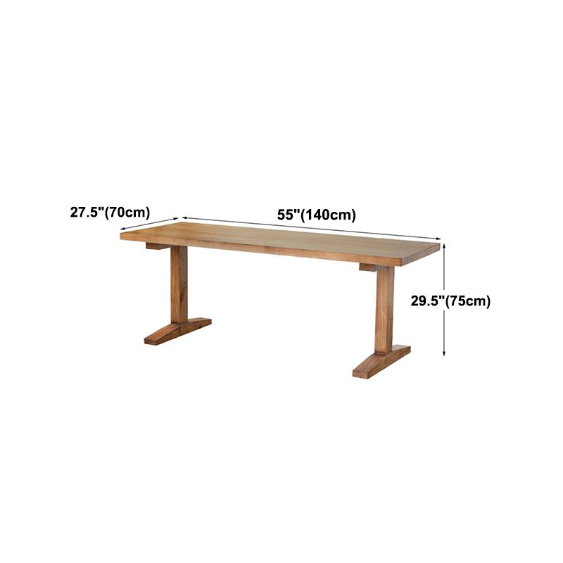 Modern Rectangular Dining Table Solid Wood Dining Table with Double Pedestal
