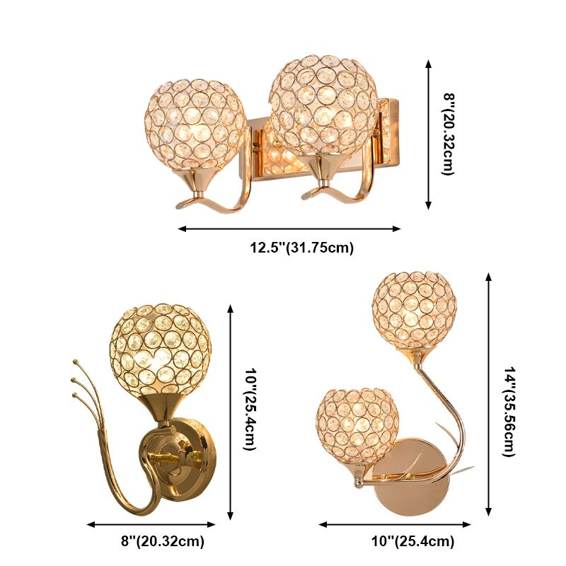 Éclairage mural rond de style minimaliste Éclairage Crystal Cloudroom Glasce Lightture in Gold