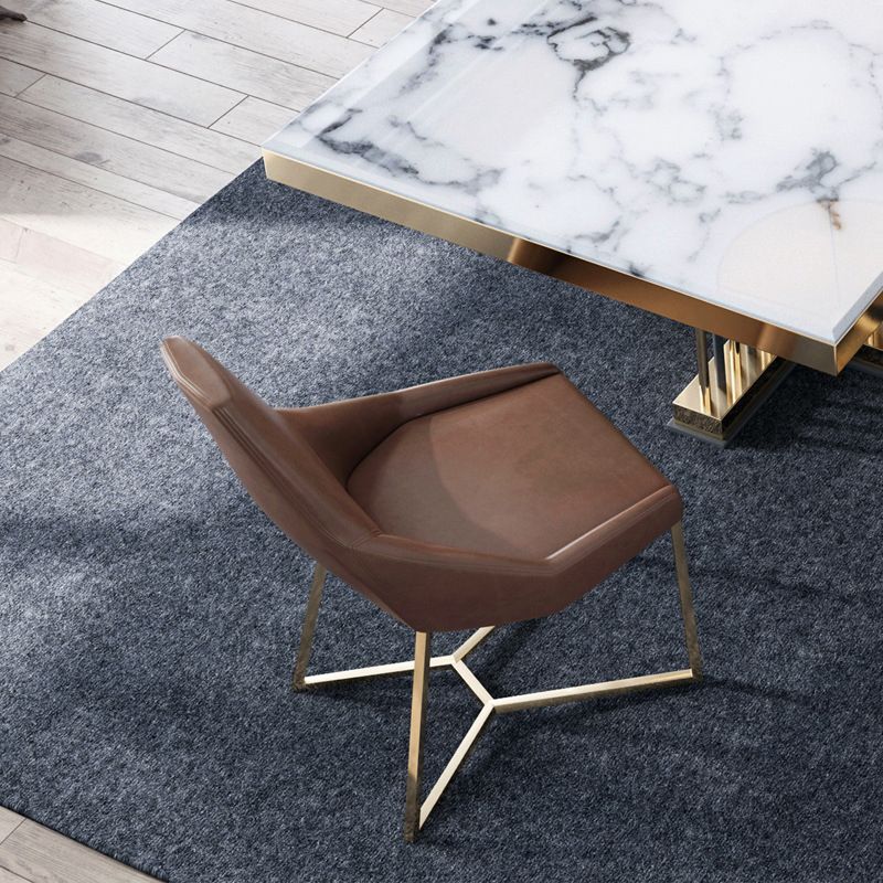 Glam Kitchen Dining Chairs Faux Leather Side Chairs with Metal Legs