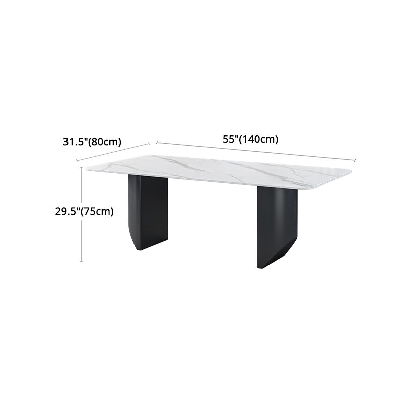 Modern Iron Dinette Set 1/2/5/7 Pieces Rectangle White Sintered Stone Top Dining Table Set