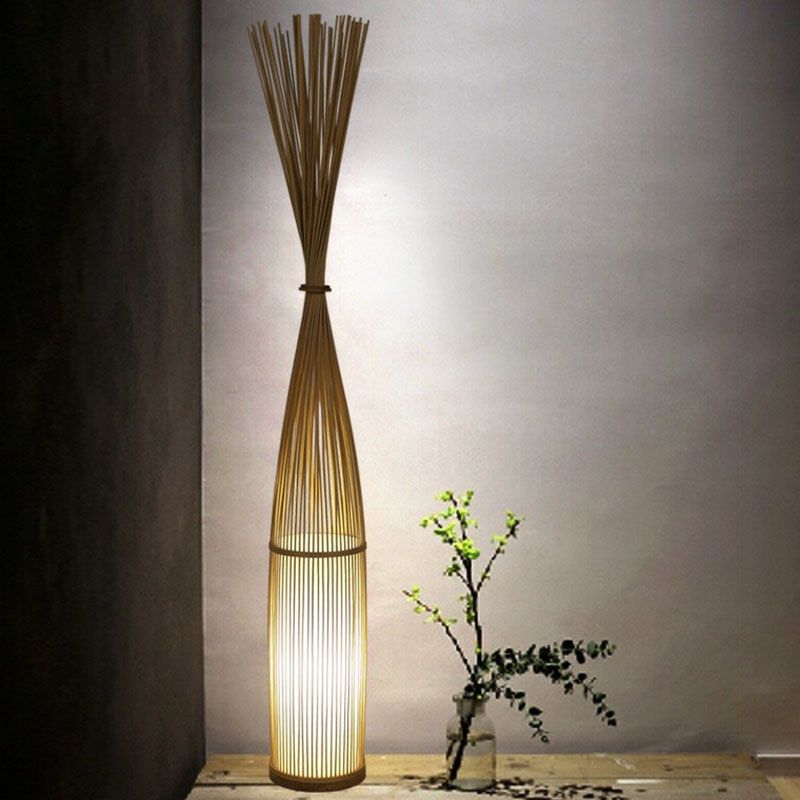 Bamboo Handwoven Floor Lighting Asian Style 1��Bulb Standing Light for Living Room