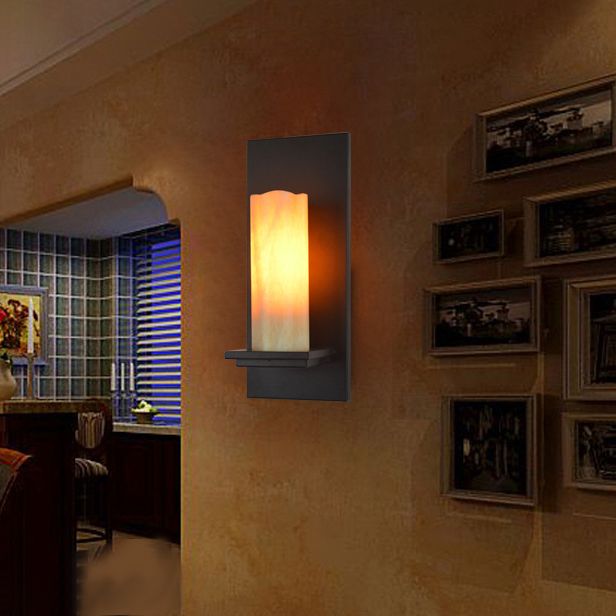 Metal Modern Wall Sconce Cylinder Shape 1 Light Wall Light with Glass Shade