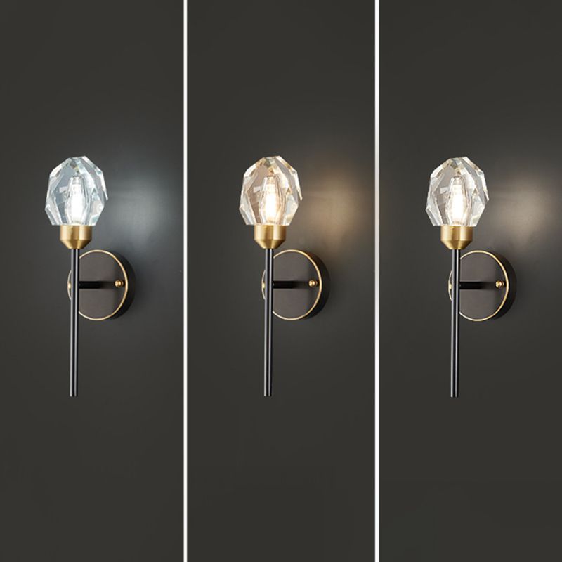 Schwarzsteinförmige Leuchtenleuchte Einfachheitstil Kristallwandhalterung Leuchte Leuchte