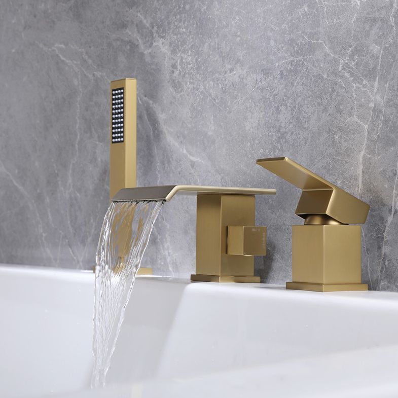 Contemporary Deck Mounted Copper Roman Tub Faucet Low Arc Roman Tub Faucet Set