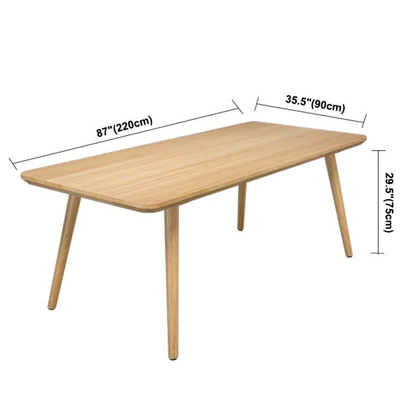 Contemporary Kitchen Khaki Dining Table Solid Wood Rectangle Dining Table with 4 Legs Base
