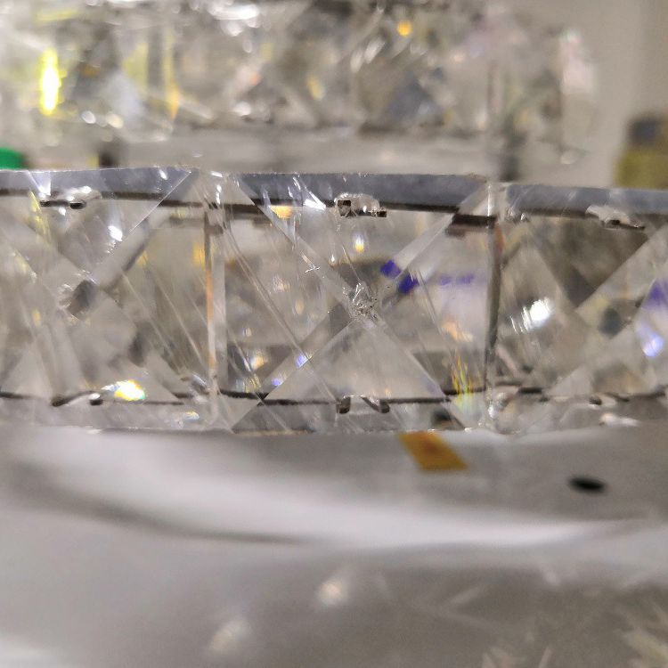 Chrome Circular Close to Ceiling Lighting Modern LED Crystal Close to Ceiling Light