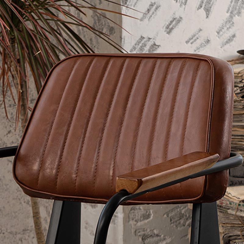 Industrial Open Back Dining Chair Upholstered Arm Chair with Black Legs