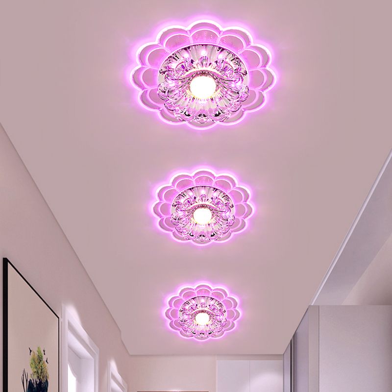 Scalloped Flush Mount Vertiefte Beleuchtung Moderne Kristall Klare LED Deckenleuchte für Korridor