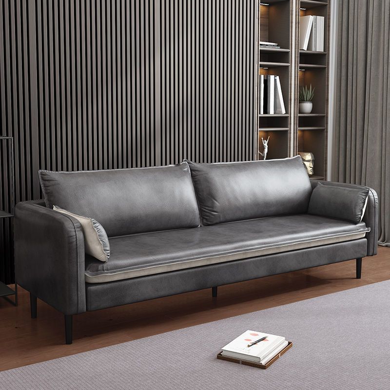 30.7"H Mid Century Modern Faux Leather Square Arm Sofa for Living Room