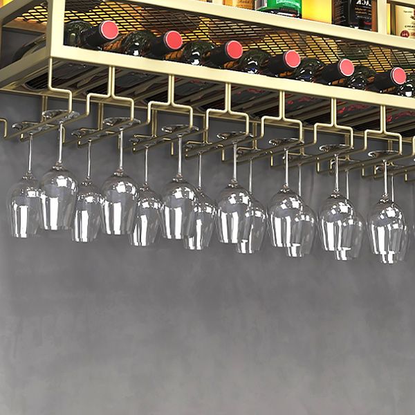 Metal Modern Wine Holder Rack Wall Mounted Wine Bottle & Glass Rack with Stemware Holder