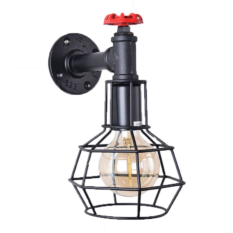 Industrial Geometric Sconce Light Fixture Metal 1-Light Wall Lights