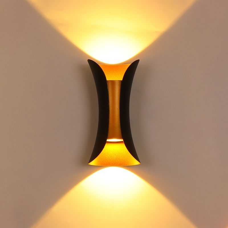 Modern Style Aluminum Wall Mounted Light Fixture 2-Lights Curved Sconce Lighting