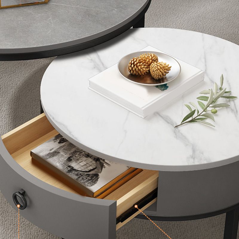 Slate Top Coffee Table Frame Coffee Cocktail Table with Drawers
