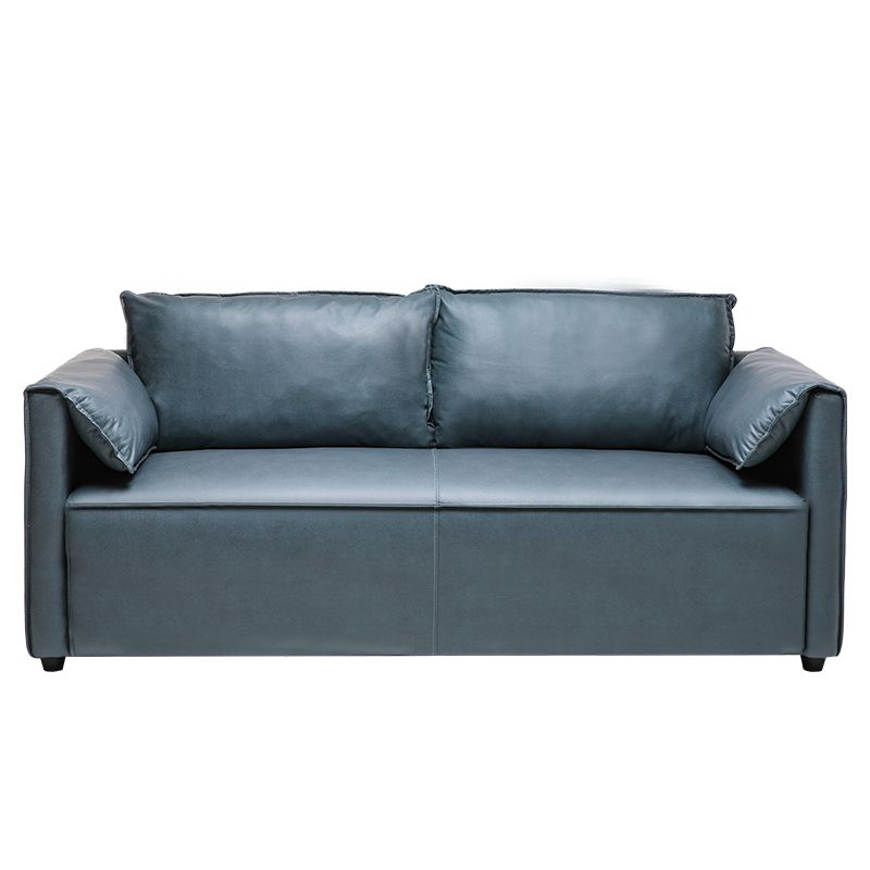 29.52" H Solid Color Faux Leather Sofa Wood Frame Pillow Top Arm Sofa