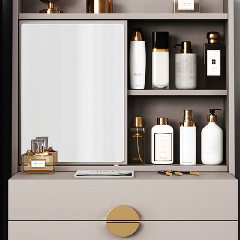 Contemporary Wood Makeup Vanity Set 2-Drawer Dressing Table With Mirror