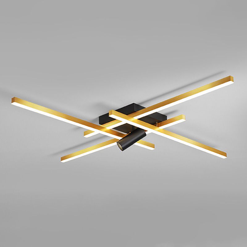 Modern Gold Semi Flush Ceiling Spotlight  LED Track Light Fixture for Dinning Room