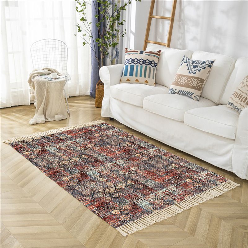 Navy Graphic Carpet Polyester Modern Carpet Non-Slip Backing Carpet for Living Room