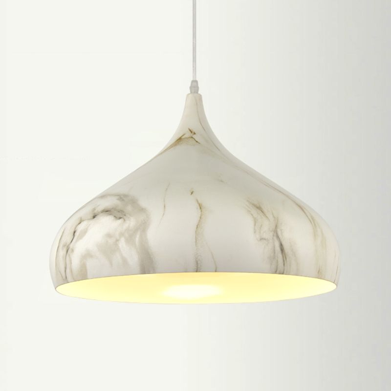 Dome Down Lighting Nordic Metal 1 Head Ivory Ceiling Hanging Light for Dining Room, 9.5"/12.5" Wide
