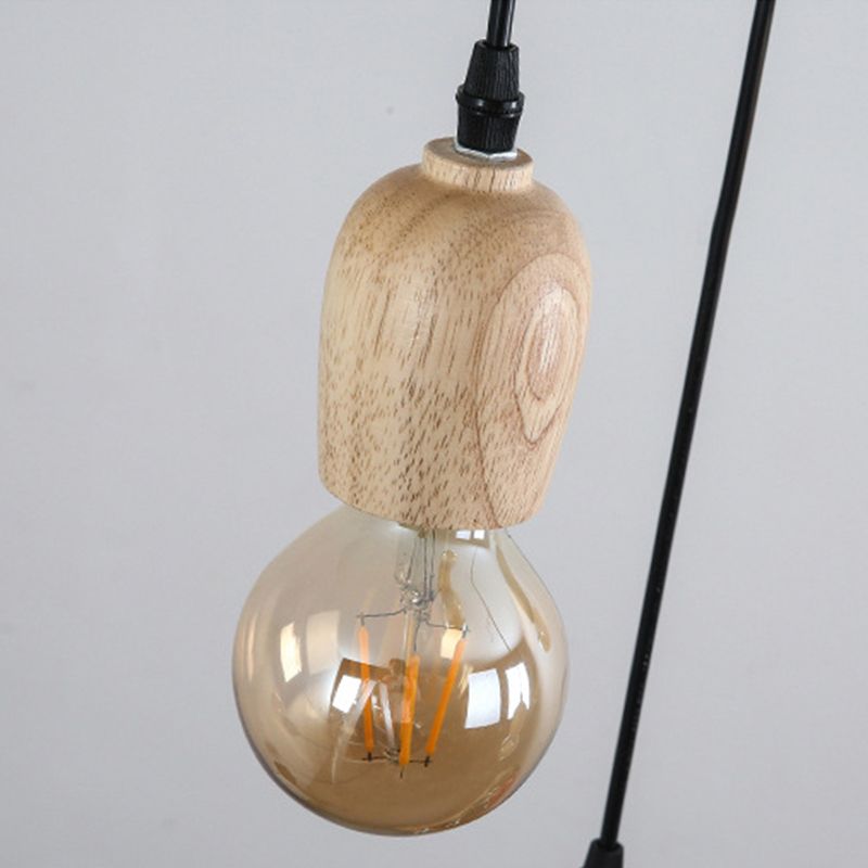 Mini cluster a sospensione Luce minimalista in legno naturale sala da pranzo lampada a goccia in beige