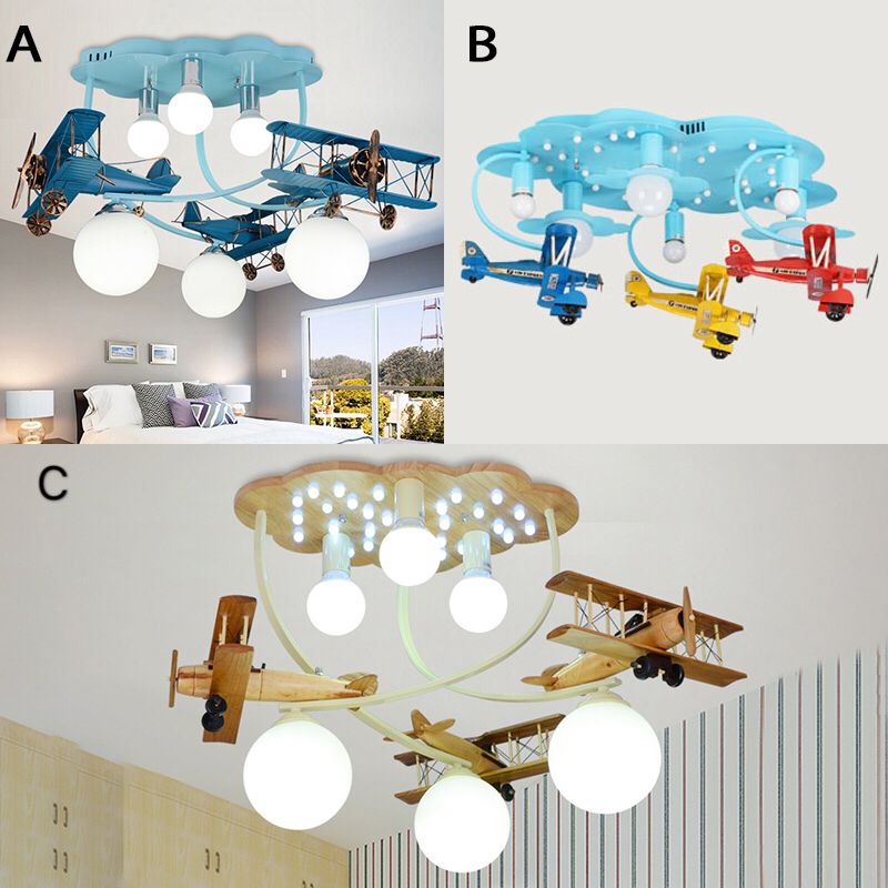 Modern Vivid Glider Ceiling Light 6 Lumières Metal Semi-Flush Mount Light for Baby Bedroom