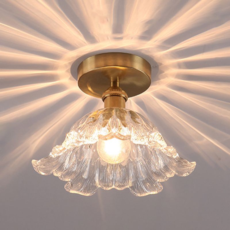 Modern Ceiling Mount Light 1-Light Ceiling Light with Glass Shade for Bedroom
