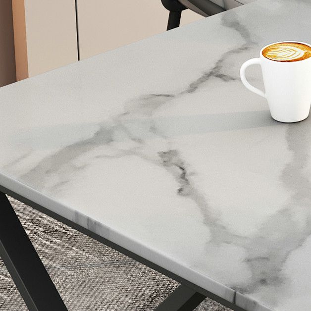 Modern 29.53" Tall Office Desk Stone Rectangular Writing Desk
