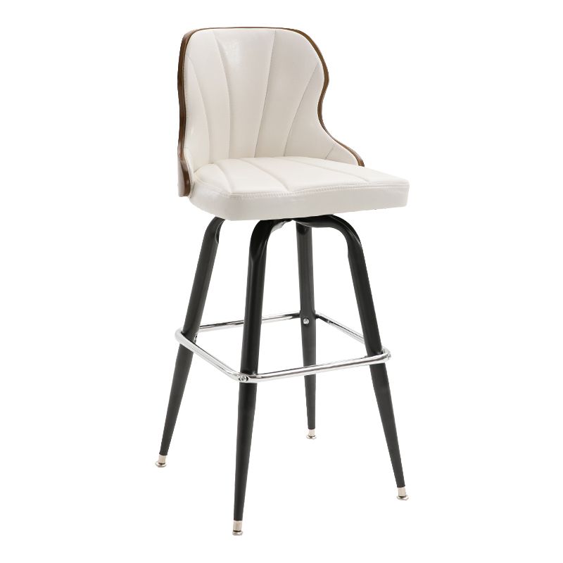 Modern Rotatable Backrest Counter Stool Iron Cafe Bar Stool with Leather Cushion and Pedal