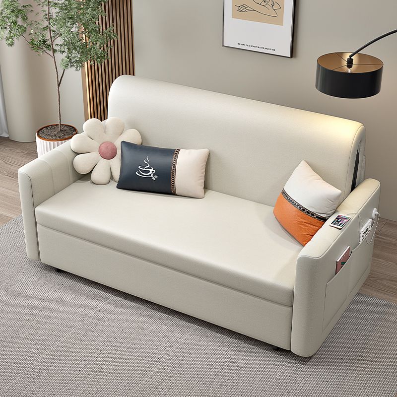 Contemporary Pillow Included Sleeper Sofa Faux leather Sofa Bed