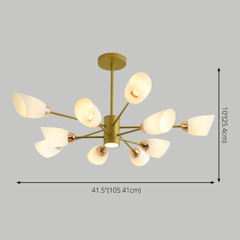 Modern Starburst Hanging Chandelier Light White Glass Shade Ceiling Chandelier for Living Room