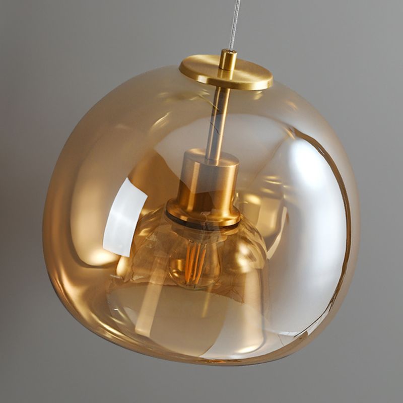 1 - Light Wall Light Solid Brass Wall Sconce with Dome Glass Shade in Gold / Black